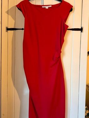Diane Von Furstenberg Pink Midi Dress with Side Drape